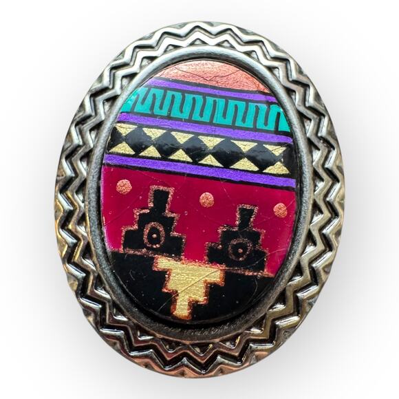 Vintage Western Concho Button Covers With Southwestern Pattern - Picture 3 of 4
